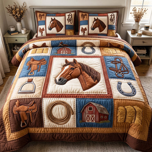 Saddle Prairie 3-Piece Quilted Bedding Set GFTOQM4939