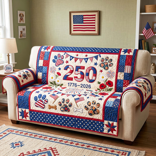 Firework Paws Quilted Sofa Cover GFTOQM4962