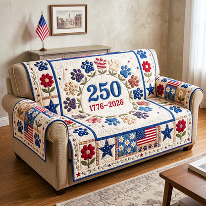 Patriotic Bloom Quilted Sofa Cover GFTOQM4964