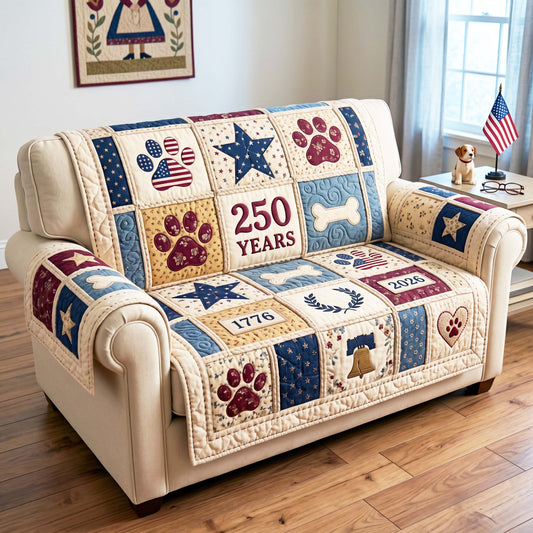 Vintage Paws Quilted Sofa Cover GFTOQM4965