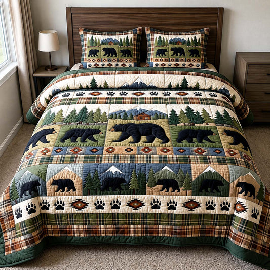 Forest Trail 3-Piece Quilted Bedding Set GFTOQM5003