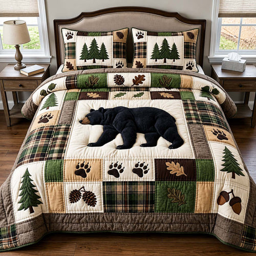 Sleeping Bear 3-Piece Quilted Bedding Set GFTOQM5004