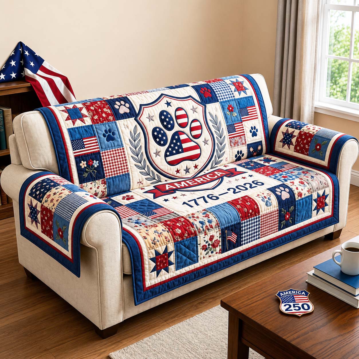 Freedom Patch Quilted Sofa Cover GFTOQM5006