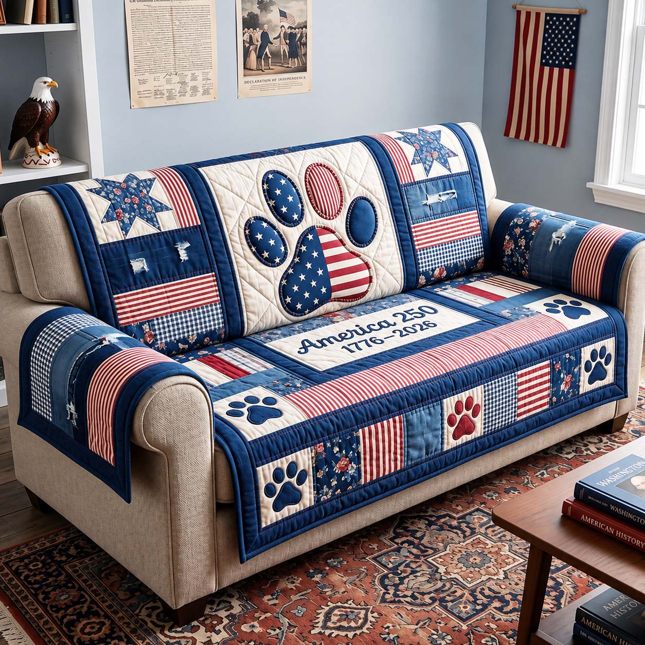 Liberty Paw Quilted Sofa Cover GFTOQM5007