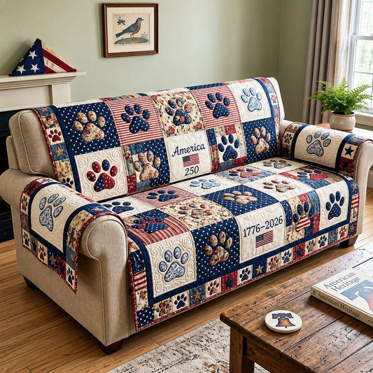 Heritage Paw Quilted Sofa Cover GFTOQM5011