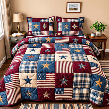 American Flag 3-Piece Quilted Bedding Set GFTOQM5026