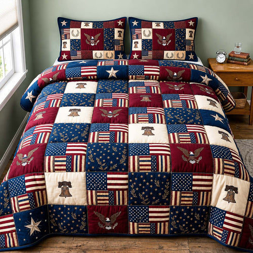 American Flag 3-Piece Quilted Bedding Set GFTOQM5027