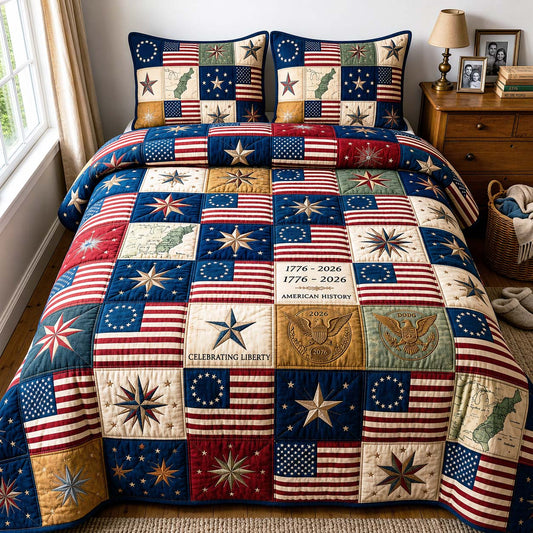 American Flag 3-Piece Quilted Bedding Set GFTOQM5028