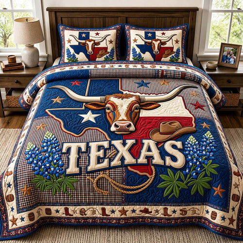 Longhorn Bloom 3-Piece Quilted Bedding Set GFTOQM5031