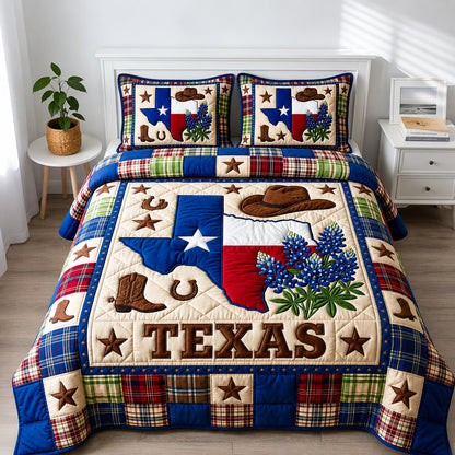 Bluebonnet State 3-Piece Quilted Bedding Set GFTOQM5033