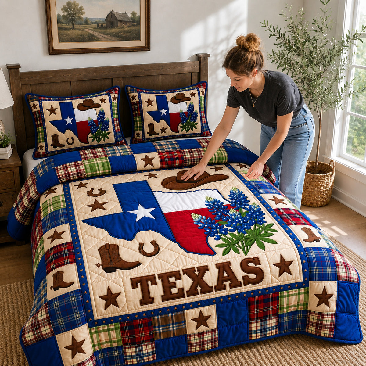 Bluebonnet State 3-Piece Quilted Bedding Set GFTOQM5033