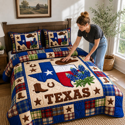 Bluebonnet State 3-Piece Quilted Bedding Set GFTOQM5033