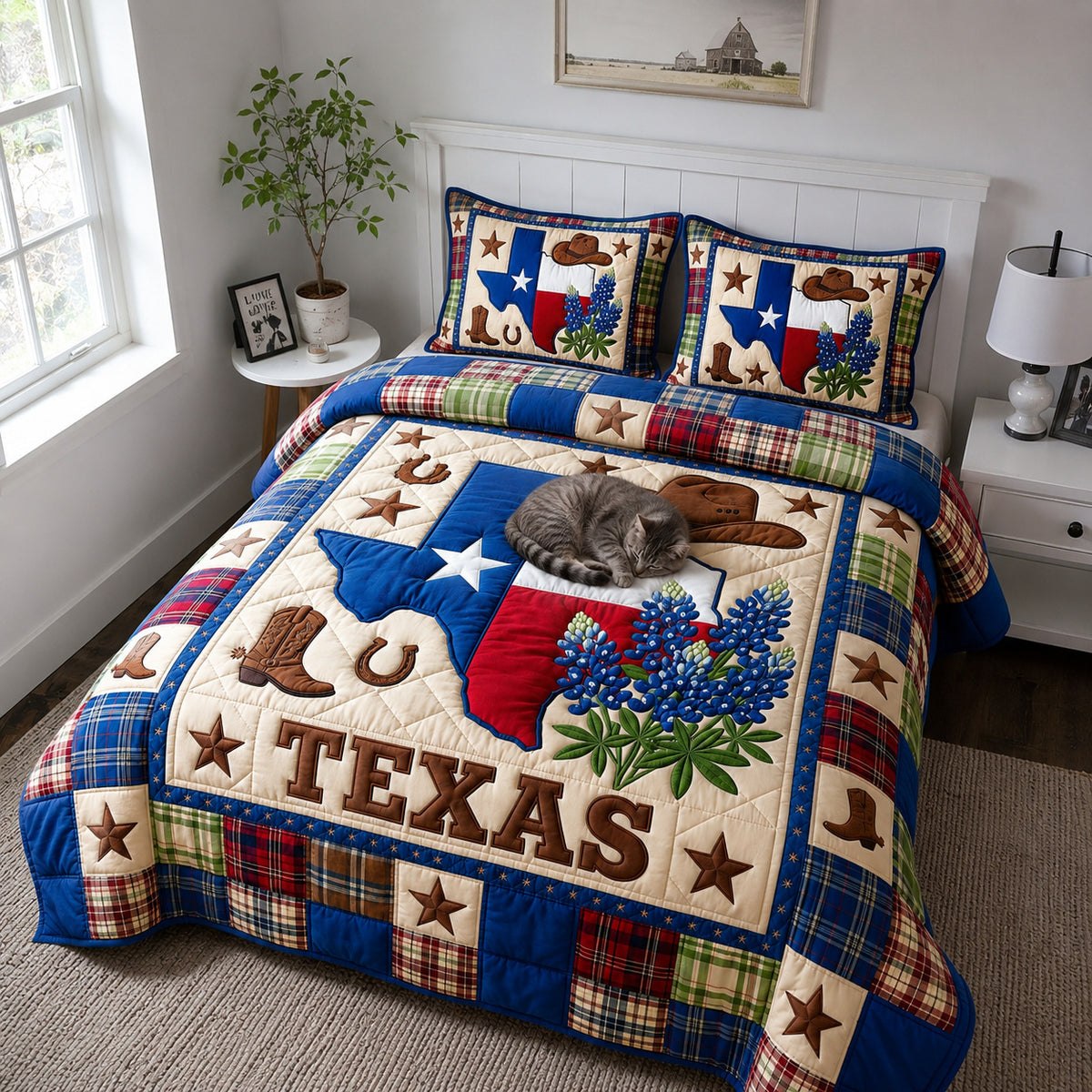 Bluebonnet State 3-Piece Quilted Bedding Set GFTOQM5033