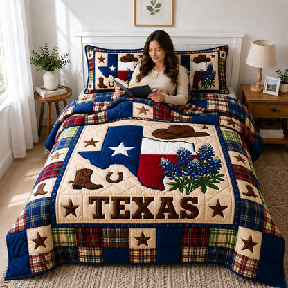 Bluebonnet State 3-Piece Quilted Bedding Set GFTOQM5033