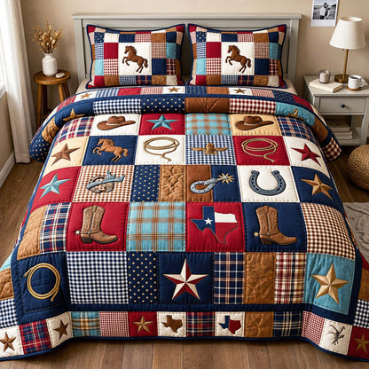 Rodeo Spirit 3-Piece Quilted Bedding Set GFTOQM5034