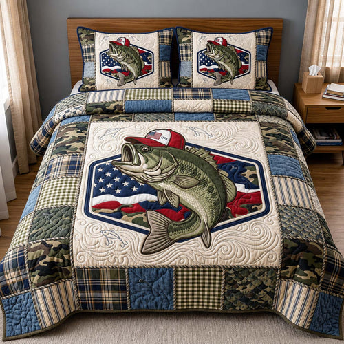 Patriot Bass 3-Piece Quilted Bedding Set GFTOQM5051
