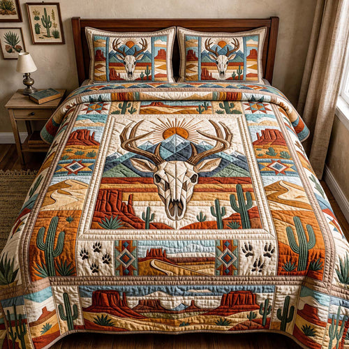Mesa Antlers 3-Piece Quilted Bedding Set GFTOQM5056