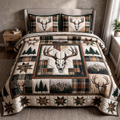 Plaid Wilderness 3-Piece Quilted Bedding Set GFTOQM5057