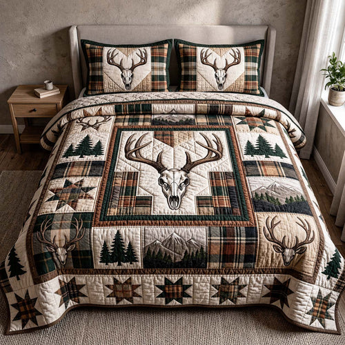 Plaid Wilderness 3-Piece Quilted Bedding Set GFTOQM5057
