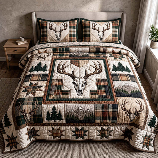 Plaid Wilderness 3-Piece Quilted Bedding Set GFTOQM5057