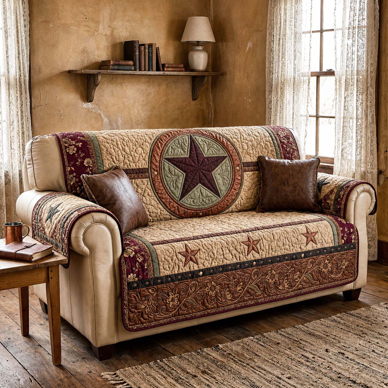 Vintage Frontier Quilted Sofa Cover GFTOQM5063