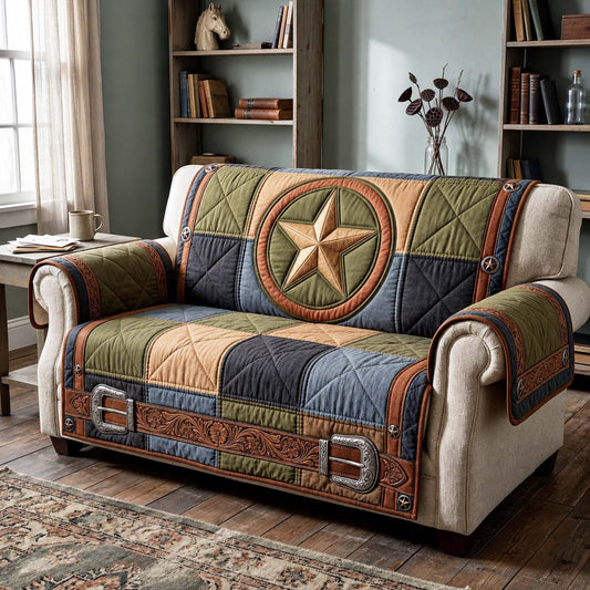 Sage Buckle Quilted Sofa Cover GFTOQM5065