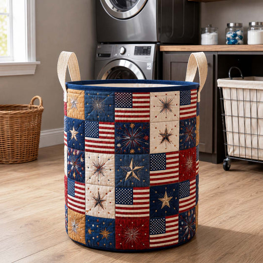 Firework Banner Quilted Laundry Basket GFTOQM5078