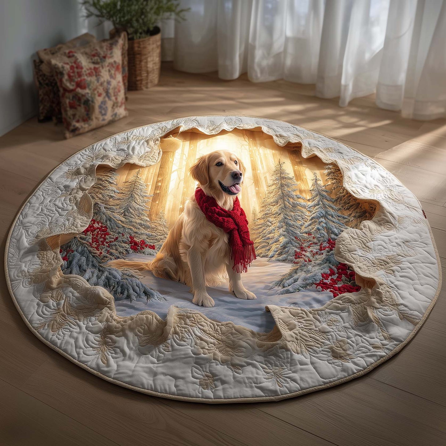 Golden Retriever Quilted Round Mat GFTOQM74