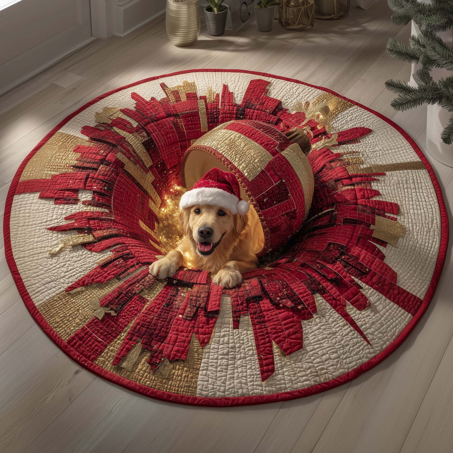 Golden Retriever Quilted Round Mat GFTOQM75