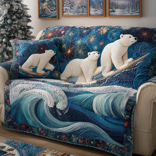 Surfing Bears Quilted Sofa Cover GFTOQM909