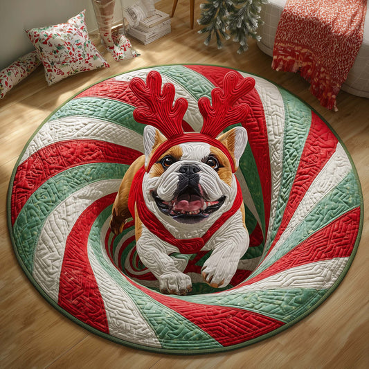 Cartoon Bulldog Quilted Round Mat GFTOQM91