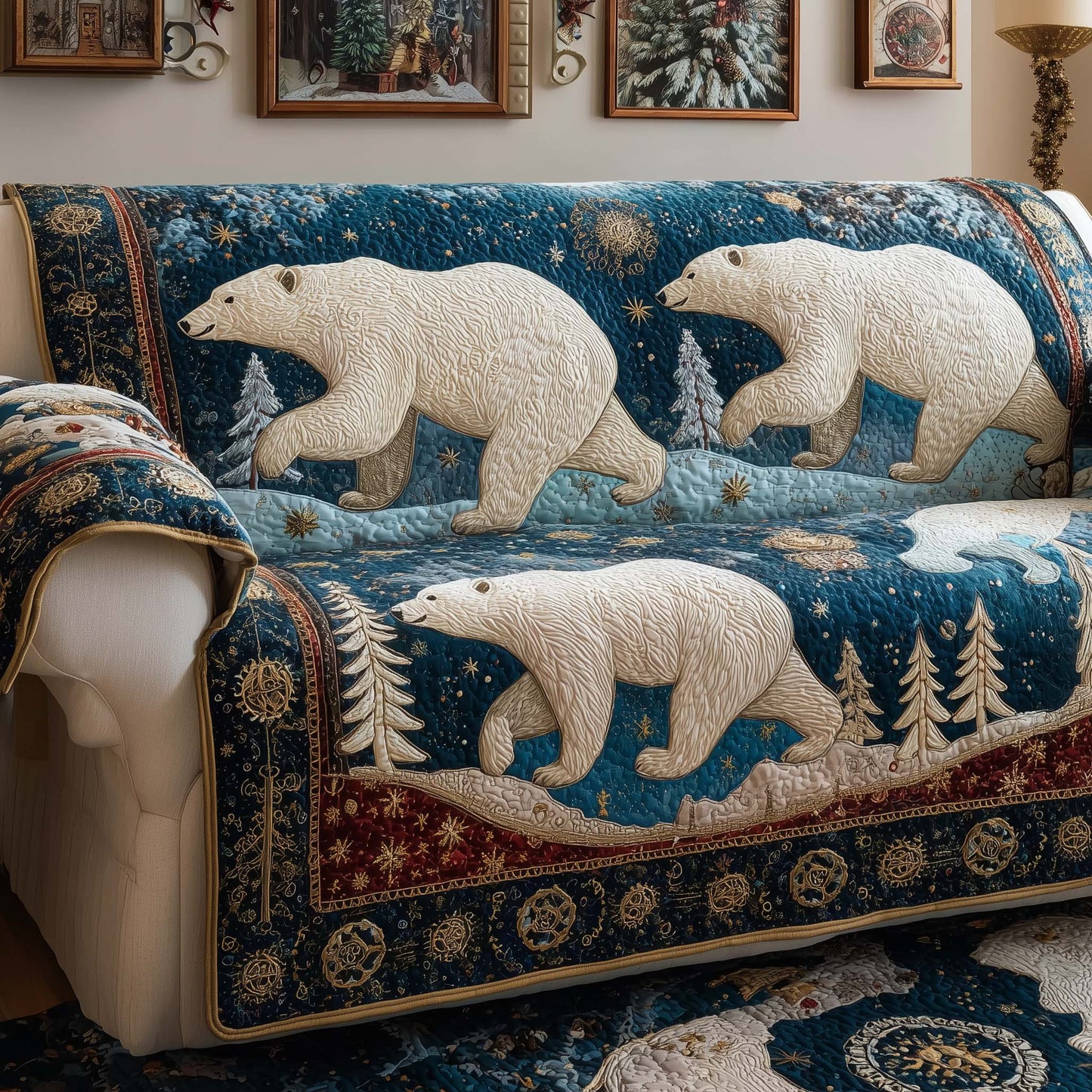 Walking Bears Quilted Sofa Cover GFTOQM910