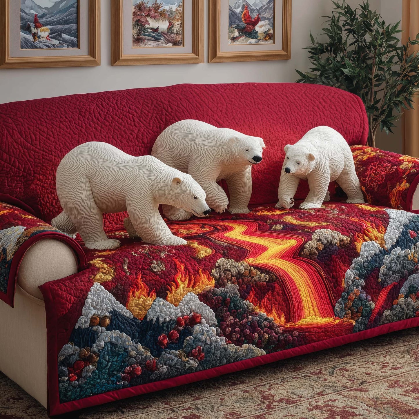 Lava Bears Quilted Sofa Cover GFTOQM912