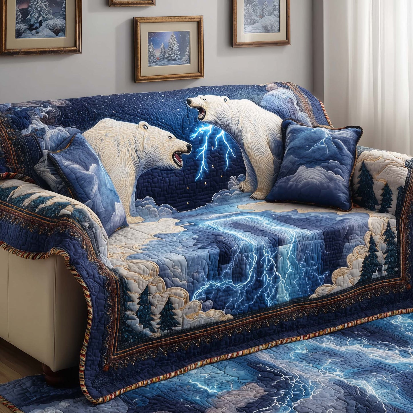 Storm Bears Quilted Sofa Cover GFTOQM919