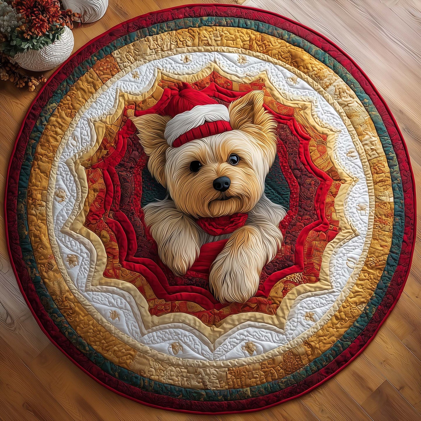 Adorable Yorkie Quilted Round Mat GFTOQM99