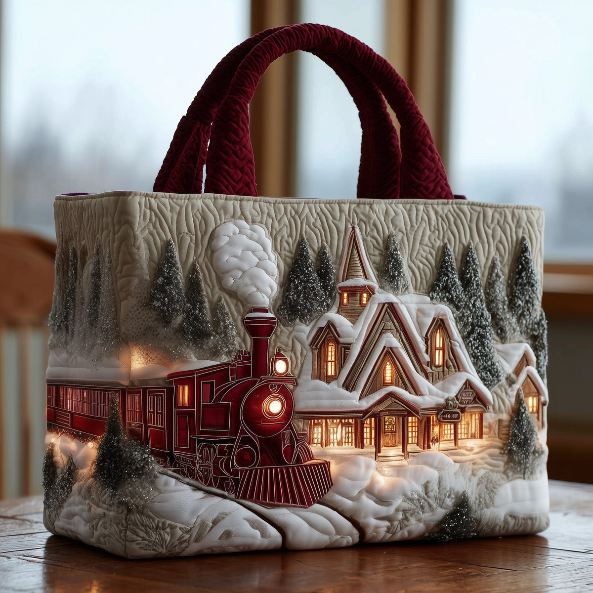 Winter Train Quilted Tote Bag GFTOTG1108