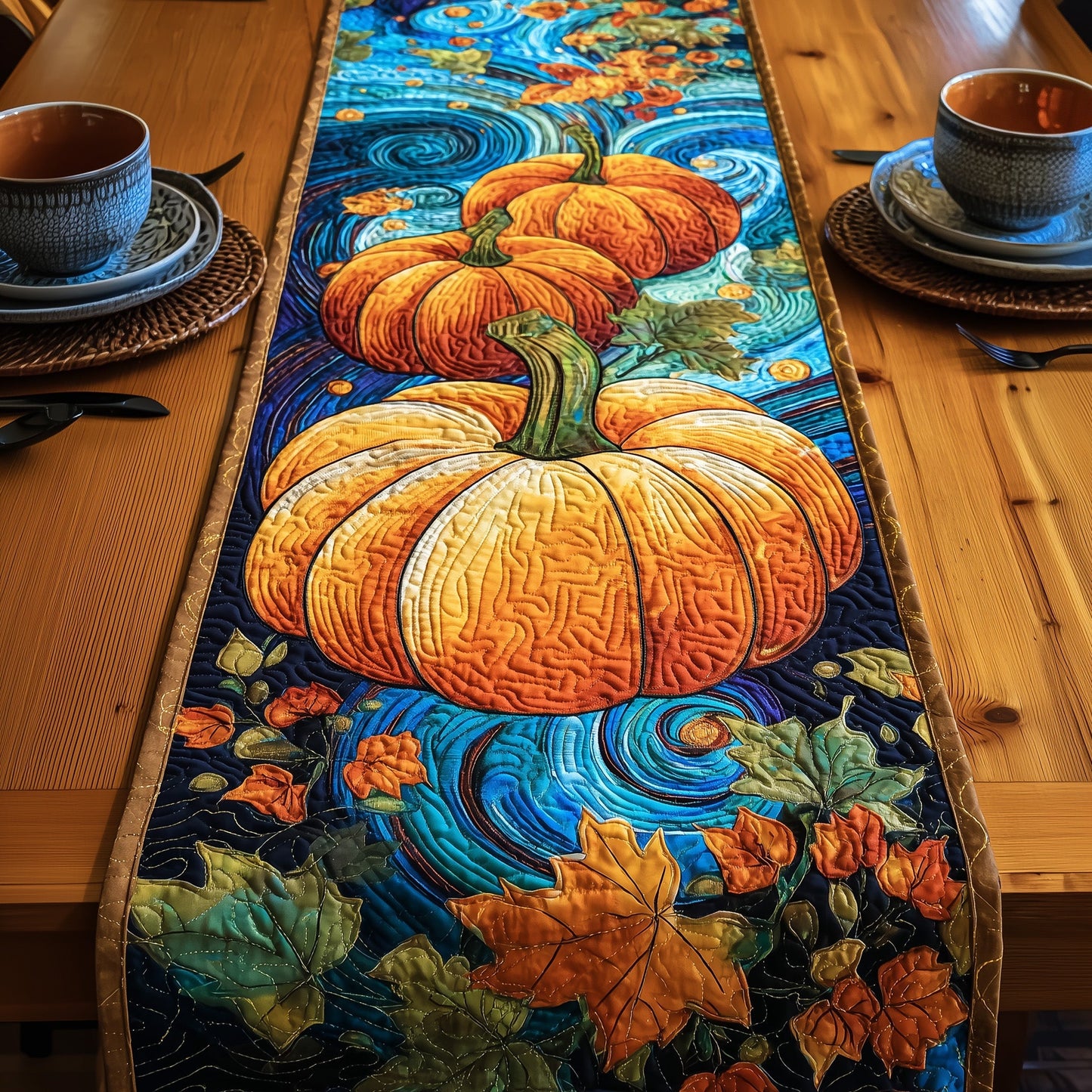 Mystic Pumpkin Night Quilted Table Runner GFTOTG113