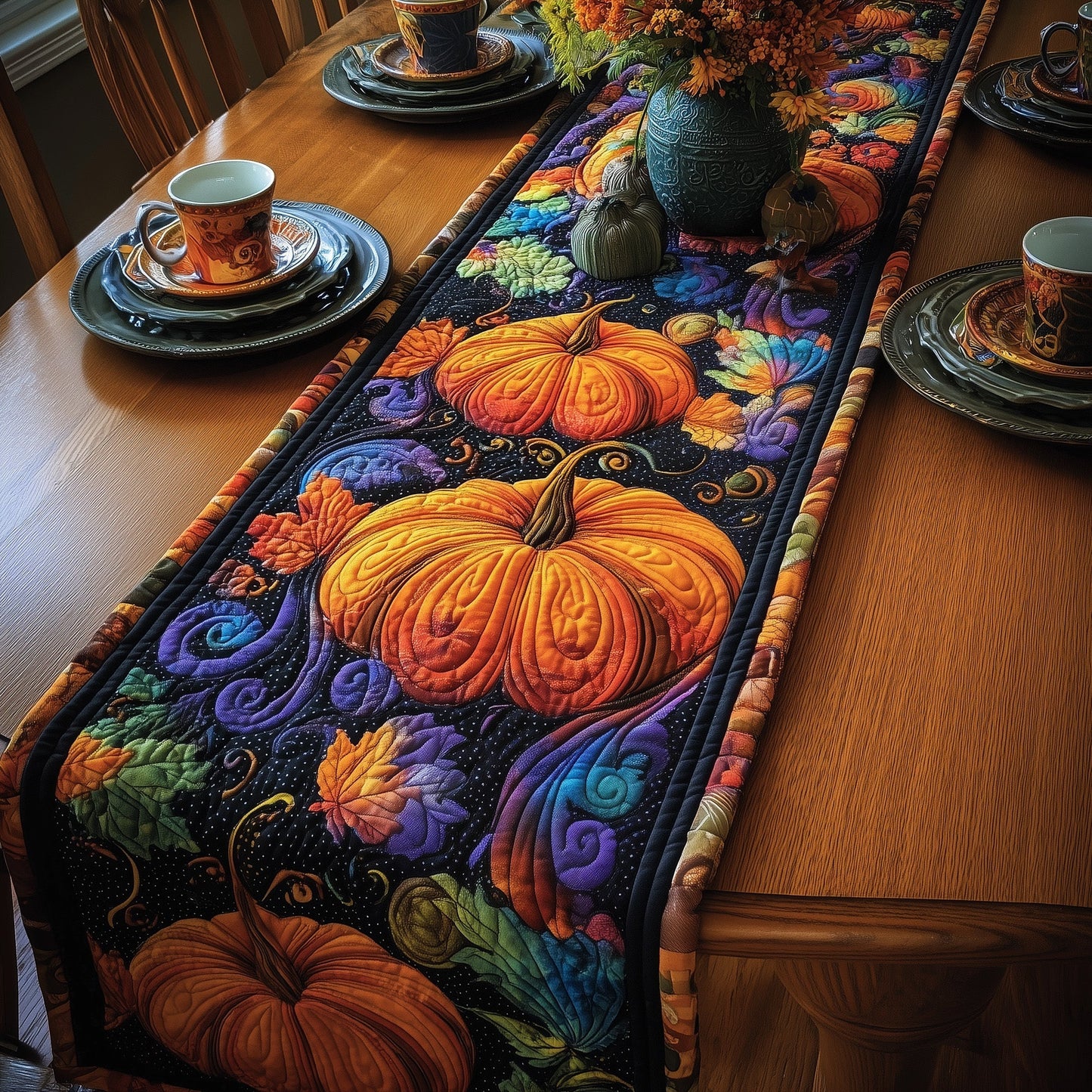 Mystic Pumpkin Night Quilted Table Runner GFTOTG114
