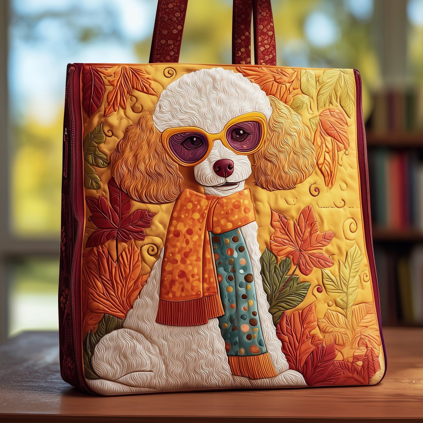 Autumn Poodle Quilted Tote Bag GFTOTG123