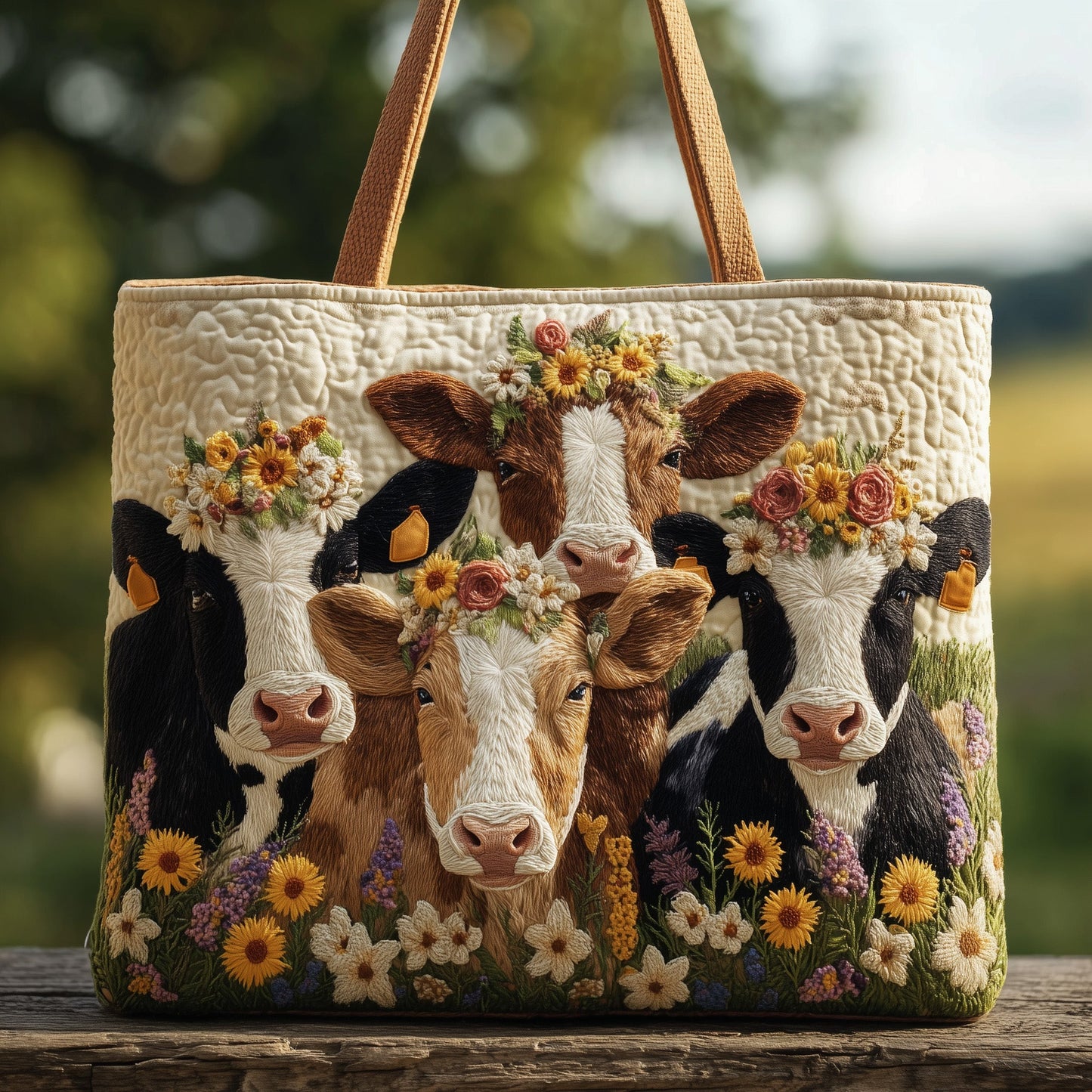 Flower Cow Quilted Tote Bag GFTOTG12