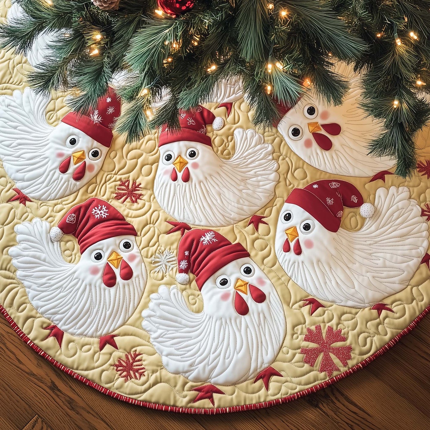 Whimsical Chicken Quilted Tree Skirt GFTOTG1317