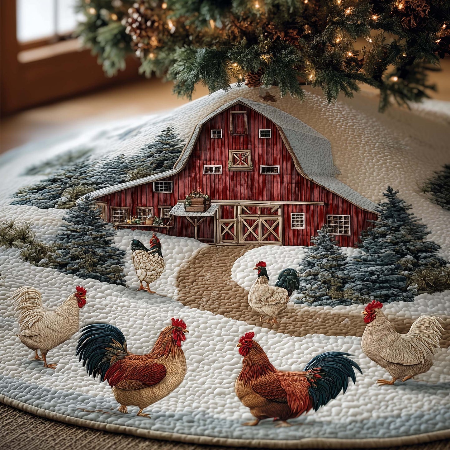 Chicken Barn Quilted Tree Skirt GFTOTG1318