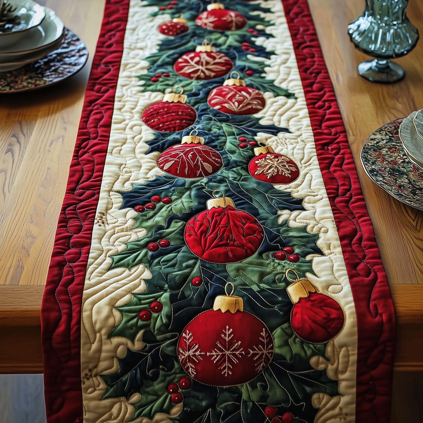 Christmas Ornaments Quilted Table Runner GFTOTG1334