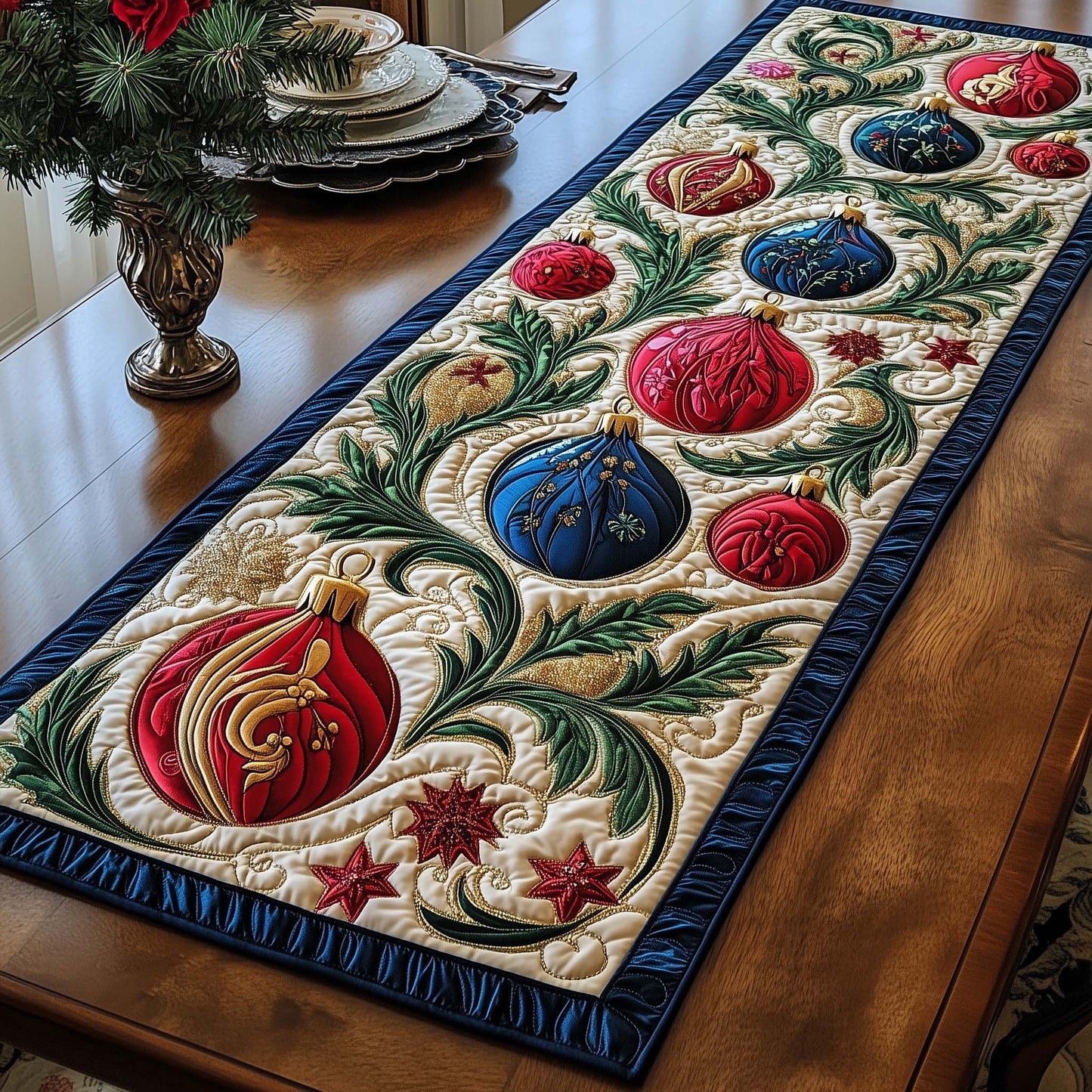 Christmas Ornaments Quilted Table Runner GFTOTG1335