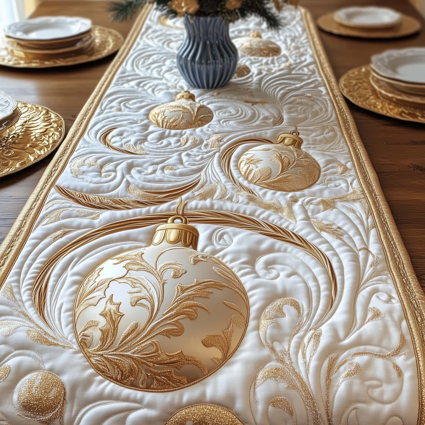 Christmas Ornaments Quilted Table Runner GFTOTG1338