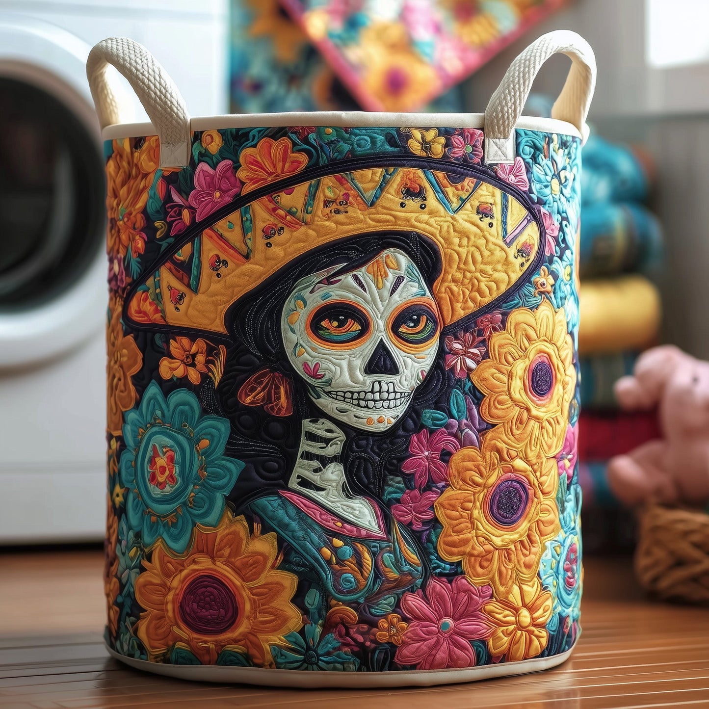 Dia de los Muertos Quilted Laundry Basket GFTOTG140