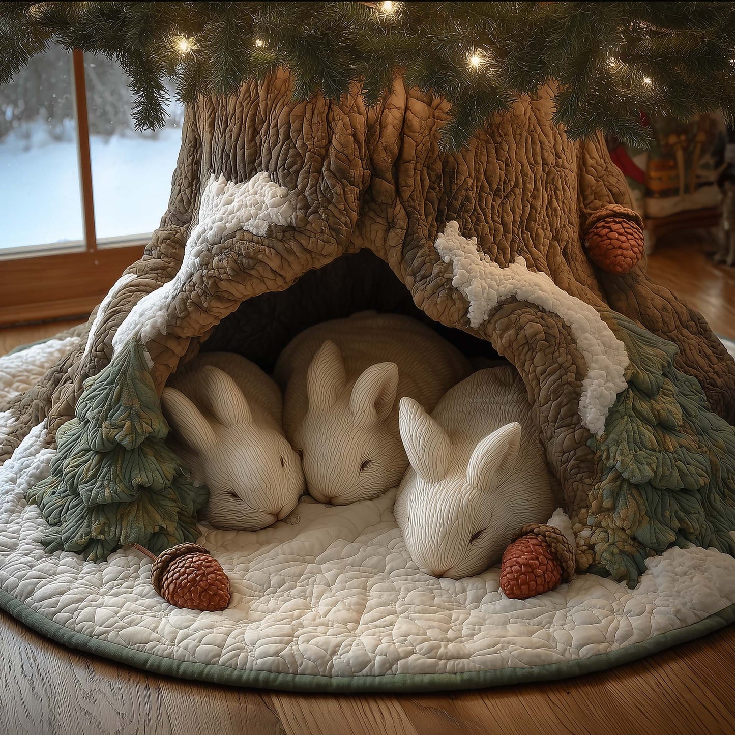 Snow Bunny Realm Quilted Tree Skirt GFTOTG1402