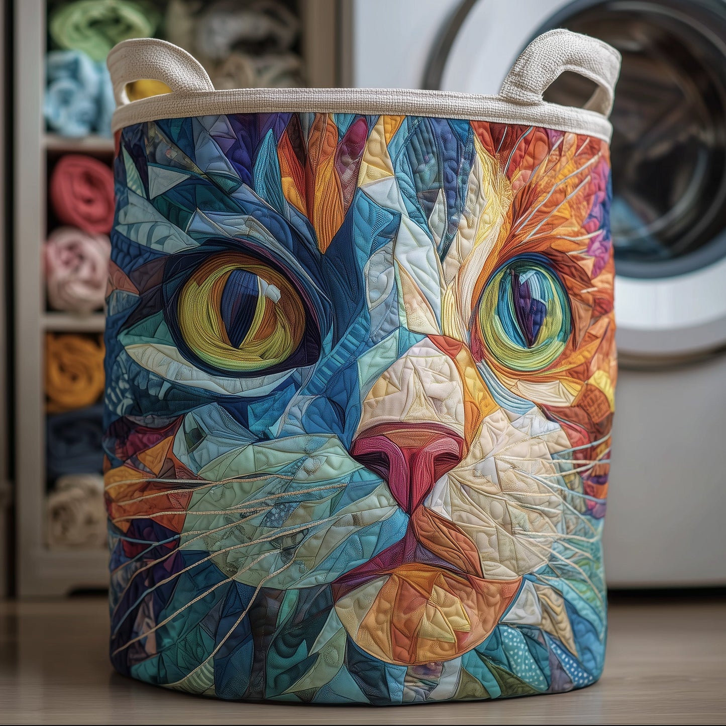 Rainbow Cat Quilted Laundry Basket GFTOTG142