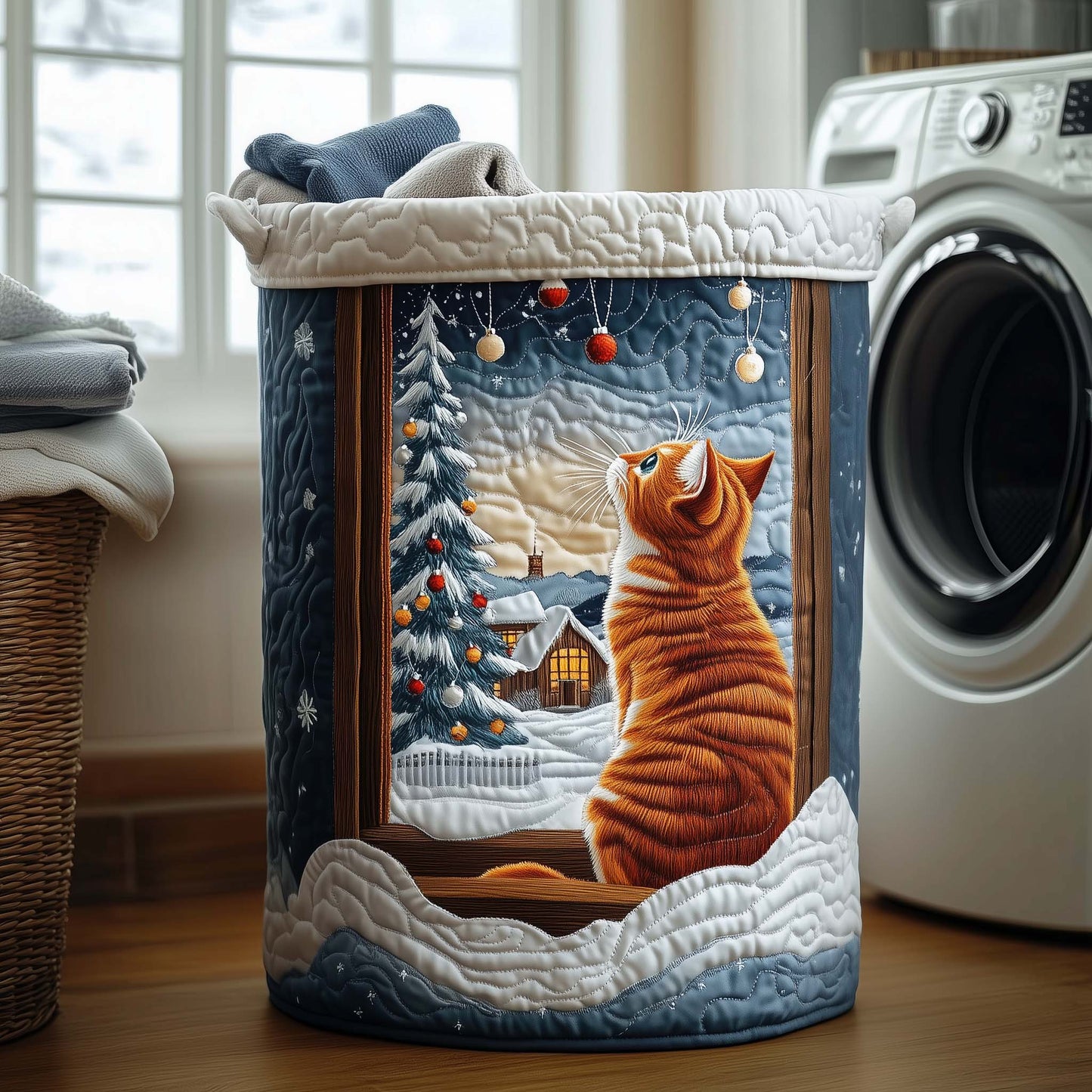 Cozy Whisker Quilted Laundry Basket GFTOTG1428