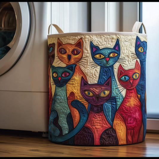 Funky Cat Quilted Laundry Basket GFTOTG143